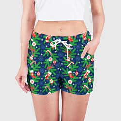 Шорты женские Новогодние игрушки на ёлке, цвет: 3D-принт — фото 2