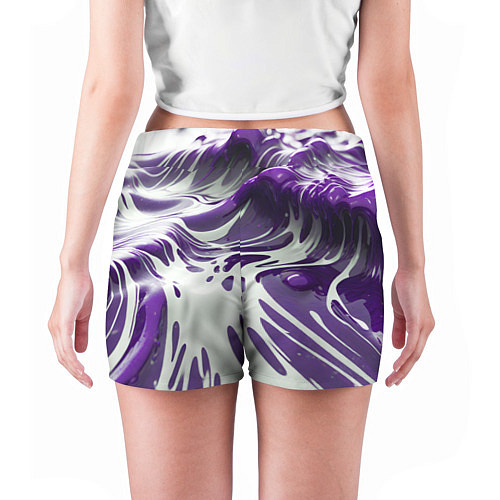 Женские шорты Бело-фиолетовая краска / 3D-принт – фото 4