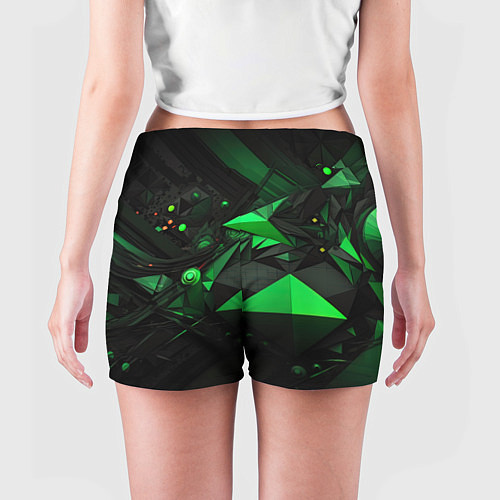 Женские шорты Абстрактный лабиринт зелени / 3D-принт – фото 4