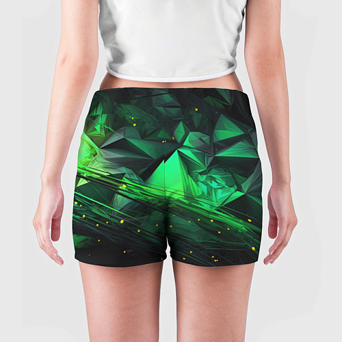 Женские шорты Абстрактный лабиринт зелени / 3D-принт – фото 4
