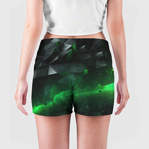 Женские шорты Асимметрия зеленого узора / 3D-принт – фото 4
