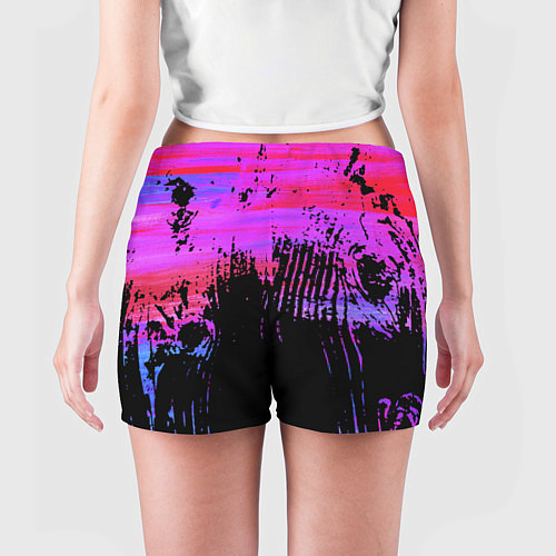 Женские шорты Розово синий сочный гранж / 3D-принт – фото 4