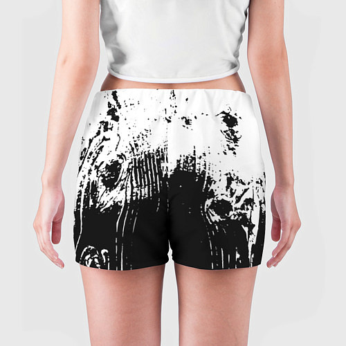 Женские шорты Черно-белая абстракция гранж / 3D-принт – фото 4