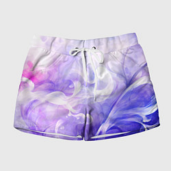 Шорты женские Белые узоры на абстрактном фиолетовом фоне, цвет: 3D-принт