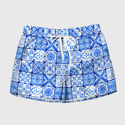 Шорты женские Голубая плитка из кухни, цвет: 3D-принт