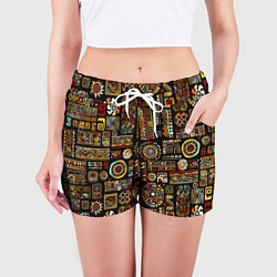 Шорты женские Африканский этнический орнамент, цвет: 3D-принт — фото 2