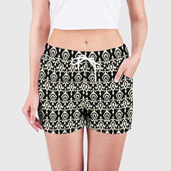 Шорты женские Черно-белый орнамент, цвет: 3D-принт — фото 2