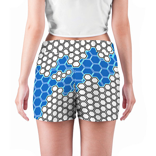 Женские шорты Синяя энерго-броня из шестиугольников / 3D-принт – фото 4