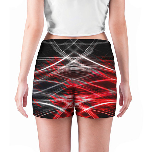 Женские шорты Красный лазер линии / 3D-принт – фото 4