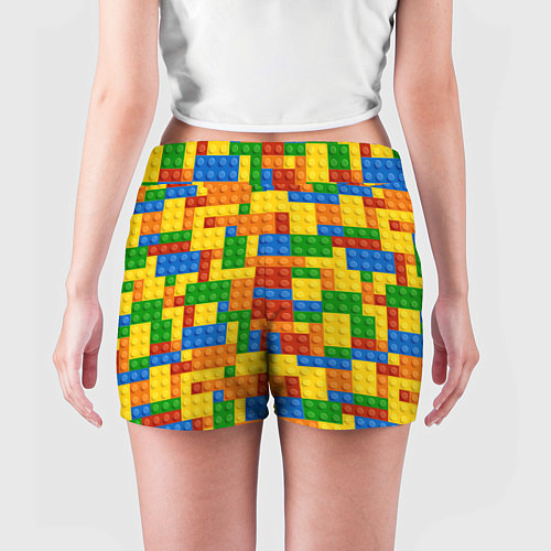 Женские шорты Лего - разноцветная стена / 3D-принт – фото 4