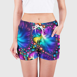 Шорты женские Розово синий фрактал, цвет: 3D-принт — фото 2
