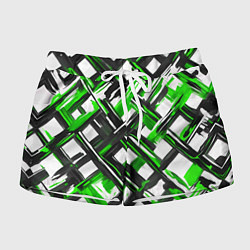 Шорты женские Зелёные и чёрные мазки, цвет: 3D-принт