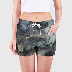 Шорты женские Темно-серый мрамор, цвет: 3D-принт — фото 2