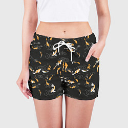 Шорты женские Карпы кои и дождь, цвет: 3D-принт — фото 2