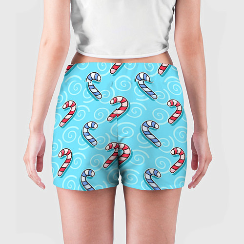 Женские шорты Новогодний леденец трость / 3D-принт – фото 4
