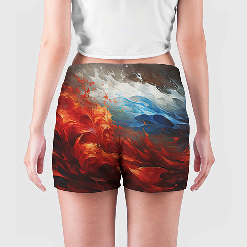 Женские шорты Абстрактный белый синий красный дым / 3D-принт – фото 4