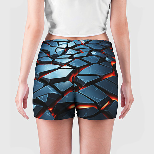 Женские шорты Абстрактные плиты с оранжевым светом / 3D-принт – фото 4