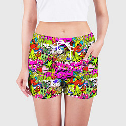 Шорты женские Цветное граффити, цвет: 3D-принт — фото 2