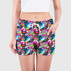 Шорты женские Цветочный листопад, цвет: 3D-принт — фото 2