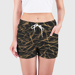 Шорты женские Абстракция черное золото, цвет: 3D-принт — фото 2