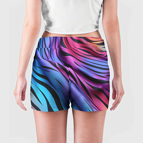Женские шорты Линия неонового цвета / 3D-принт – фото 4