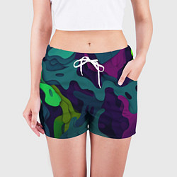 Шорты женские Неопределенный яркий камуфляж, цвет: 3D-принт — фото 2
