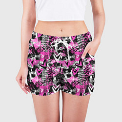 Шорты женские Каракулевые сердечки паттерн, цвет: 3D-принт — фото 2