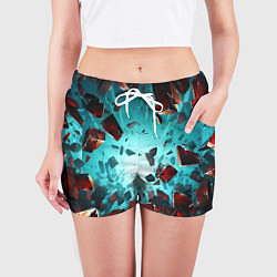 Шорты женские Взрыв абстрактных камней, цвет: 3D-принт — фото 2