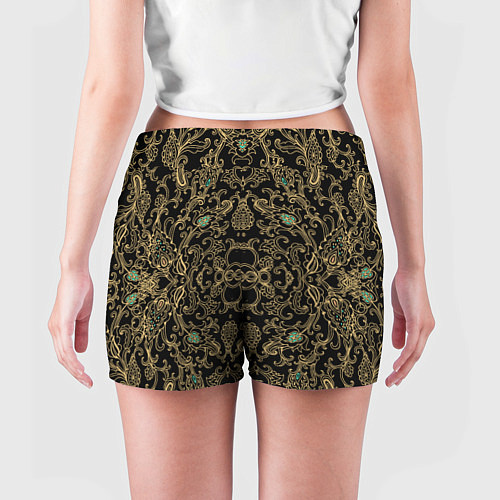 Женские шорты Славянский этнический орнамент с позолотой / 3D-принт – фото 4