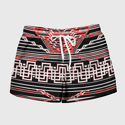 Шорты женские Красные и белые линии киберпанк, цвет: 3D-принт
