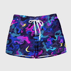 Шорты женские Яркие разноцветные пятна в виде камуфляжа, цвет: 3D-принт