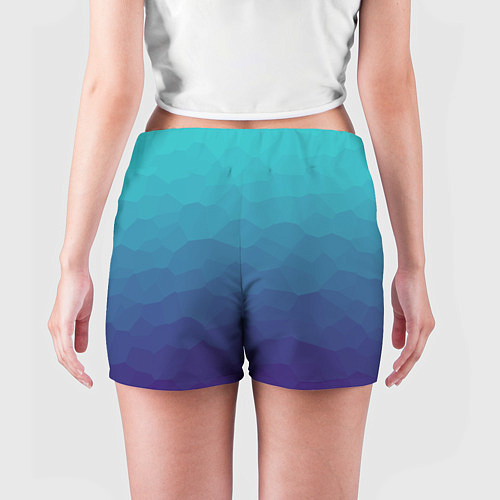 Женские шорты Графический эффект на бирюзово-синего градиенте / 3D-принт – фото 4