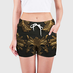 Шорты женские Темные золотые узоры, цвет: 3D-принт — фото 2
