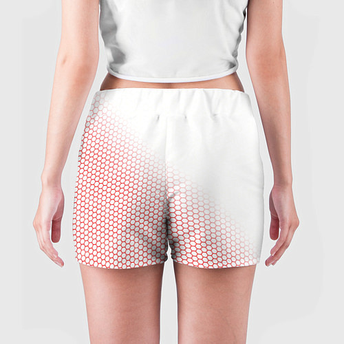 Женские шорты Красно-белый соты / 3D-принт – фото 4