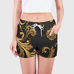 Шорты женские Лепнина золотые объемные узоры, цвет: 3D-принт — фото 2