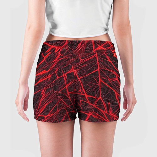 Женские шорты Красная паутина на чёрном фоне / 3D-принт – фото 4