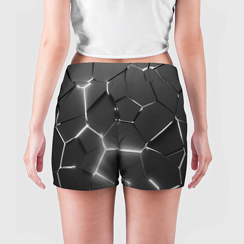 Женские шорты Чёрные плиты разломы броня / 3D-принт – фото 4
