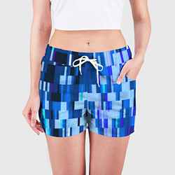 Шорты женские Синий глитч, цвет: 3D-принт — фото 2
