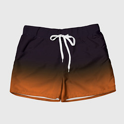Шорты женские Градиент от чёрного к оранжевому, цвет: 3D-принт