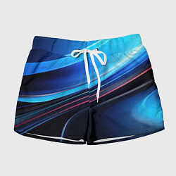 Шорты женские Синяя и черная абстракция геометрическая, цвет: 3D-принт