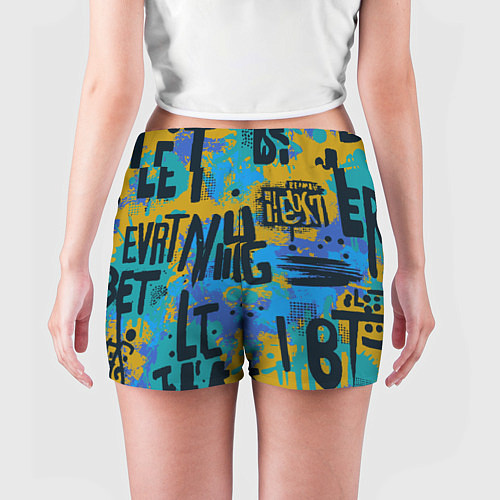 Женские шорты Крупные буквы на цветном фоне / 3D-принт – фото 4