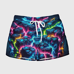 Шорты женские Трещины и неон, цвет: 3D-принт