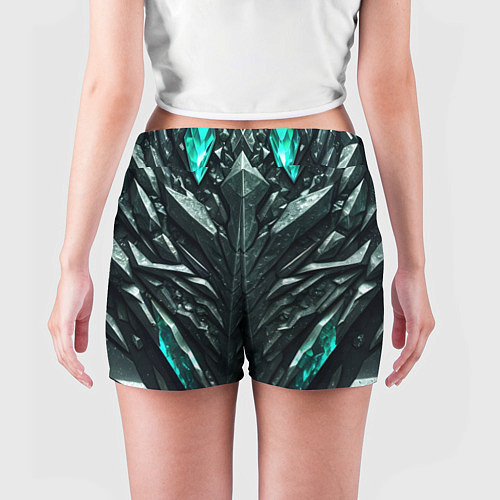 Женские шорты Зелёная малахитовая броня / 3D-принт – фото 4