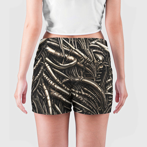 Женские шорты Серые трубки чужих / 3D-принт – фото 4