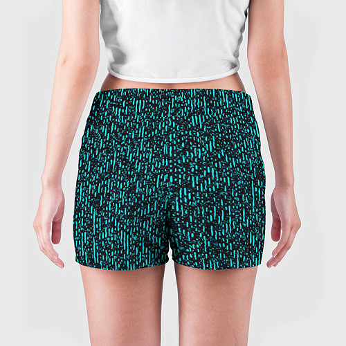 Женские шорты Чёрно-бирюзовый абстракция / 3D-принт – фото 4