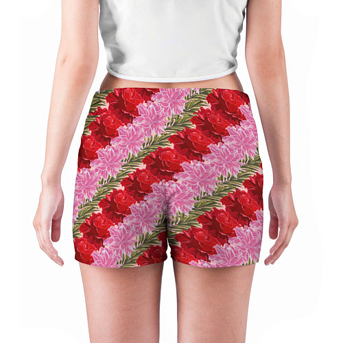 Женские шорты Фон с лилиями и розами / 3D-принт – фото 4