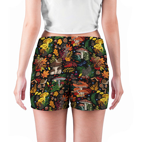 Женские шорты Фон с лесными грибами / 3D-принт – фото 4