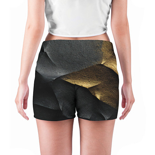 Женские шорты Черная текстура с золотистым напылением / 3D-принт – фото 4