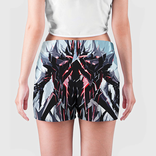 Женские шорты Чёрно-красная агрессивная абстракция на белом фоне / 3D-принт – фото 4