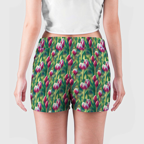Женские шорты Весенние цветы на поляне / 3D-принт – фото 4